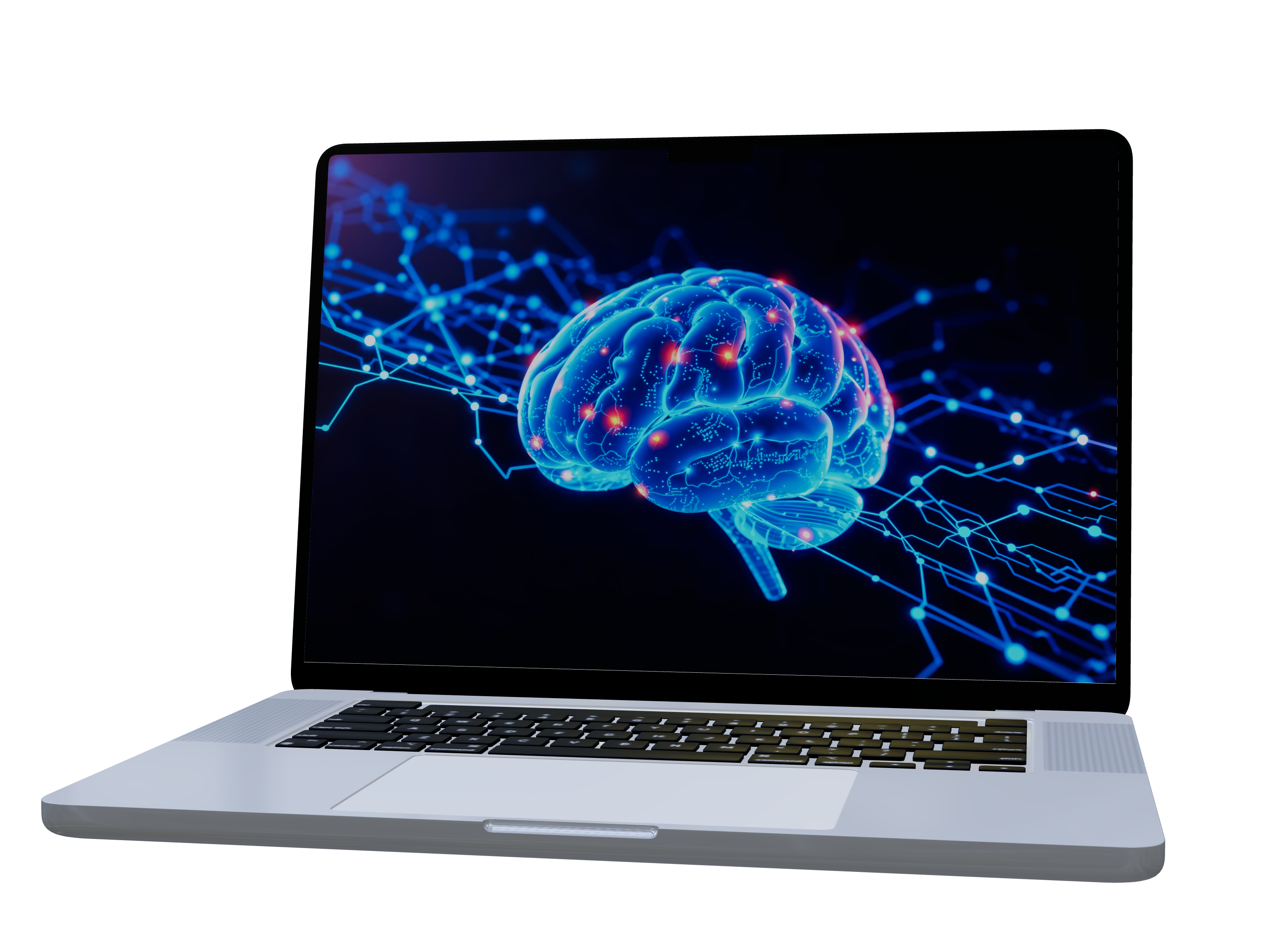Digital brain visualization on laptop